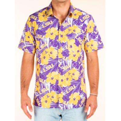 LSU Tellum And Chop Palm Print Hawaiian Shirt