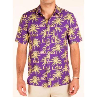 LSU Tellum And Chop Palm Print Hawaiian Shirt