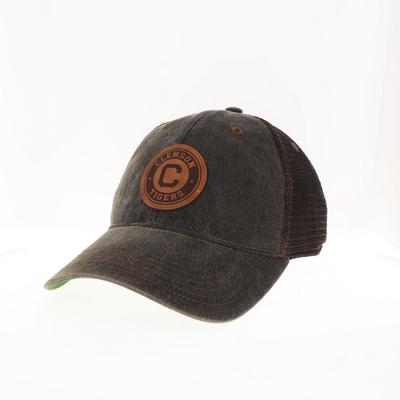 Clemson Legacy Vault Leather Circle Patch Trucker Hat