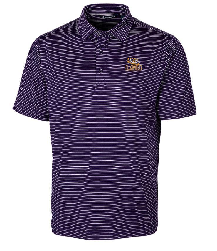 Lsu Cutter & Buck Big & Tall Forge Pencil Stripe Polo