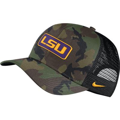 LSU Nike Vault C99 Tiger Head Logo Patch Trucker Camo Hat