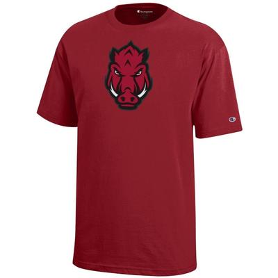 Arkansas Champion YOUTH Front Facing Hog Giant Logo Tee