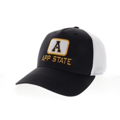 Appalachian State Legacy Square Patch Trucker Hat BLACK/WHT_MESH
