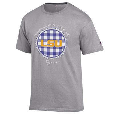 LSU Champion Women's Script Gingham Tee