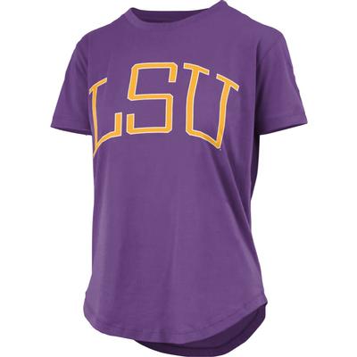 LSU Pressbox Bell Lap Curved Hem Short Sleeve Tee