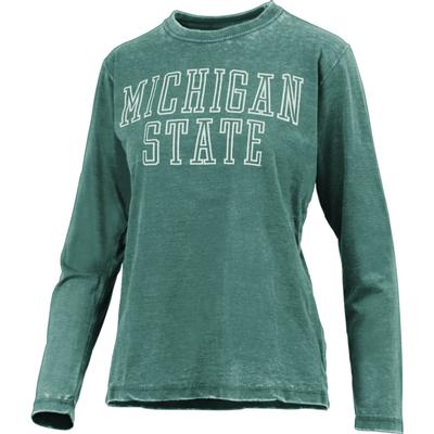 Michigan State Pressbox Superblock Vintage Wash Long Sleeve Tee