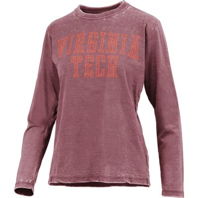 Virginia Tech Pressbox Superblock Vintage Wash Long Sleeve Tee