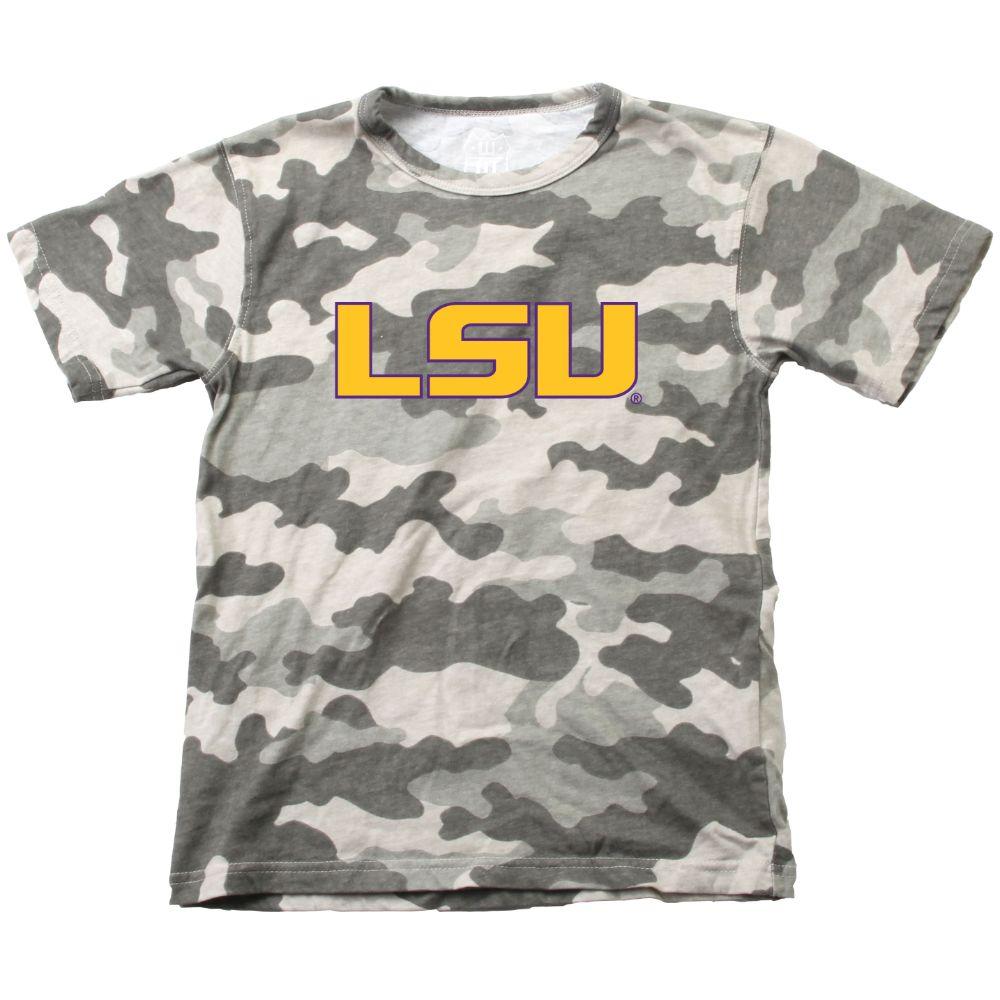  Lsu Wes & Willy Youth Camo Logo Tee