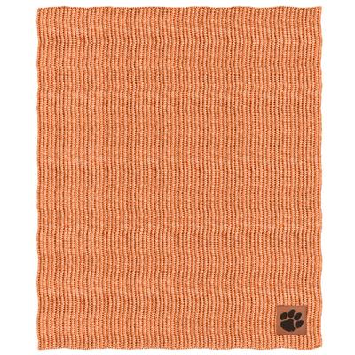 Clemson Two Tone Cable Knit Blanket