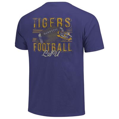 LSU Comfort Colors Football Stripes Tee