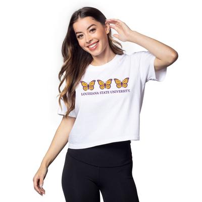 LSU Chicka-D Short and Sweet Butterfly Serif Crop Tee