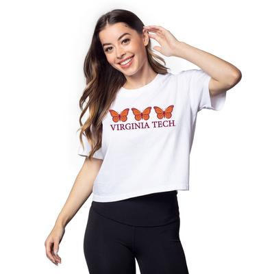 Virginia Tech Chicka-D Short and Sweet Butterfly Serif Crop Tee