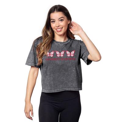 Georgia Chicka-D Short and Sweet Butterfly Serif Crop Tee