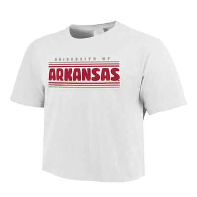 Arkansas Comfort Colors Women's Simple Stripe Crop Tee