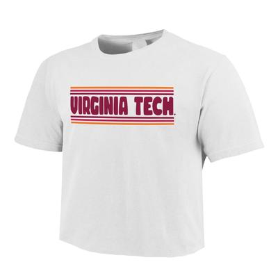 Virginia Tech Comfort Colors Women's Simple Stripe Cropped Tee