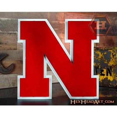 Nebraska Hex Head Metal N Wall Art 18 x 18