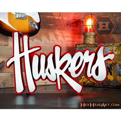 Nebraska Hex Head Metal Huskers Wall Art 24x 16