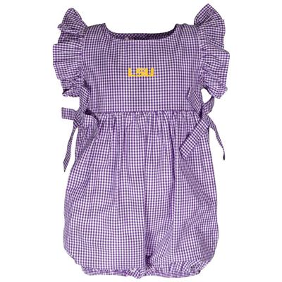 LSU Garb Infant Gingham Ruffle Sleeve Onesie