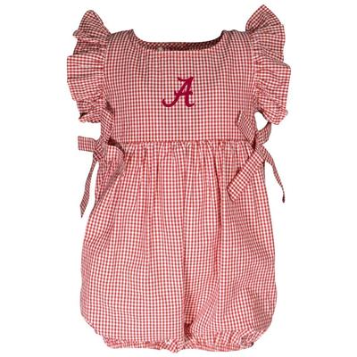 Alabama Garb Infant Gingham Ruffle Sleeve Onesie