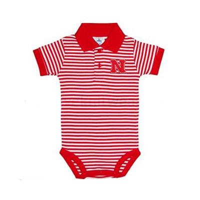 Nebraska Infant Striped Polo Bodysuit