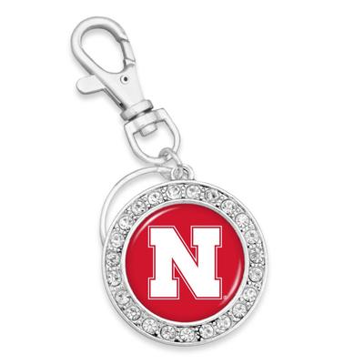 Nebraska Crystal Circle Keychain
