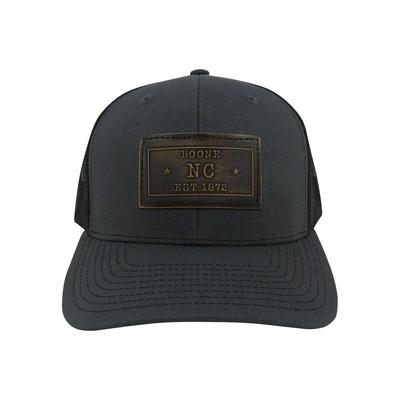 Boone Zeppro Leather Rectangle Patch Adjustable Hat - Charcoal