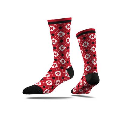 Nebraska Strideline Argyle Step Repeat Digital Sock