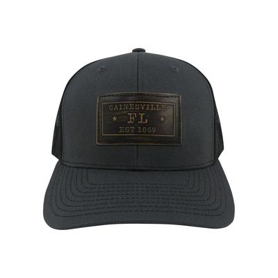 Gainesville Zeppro Leather Rectangle Patch Adjustable Hat - Charcoal