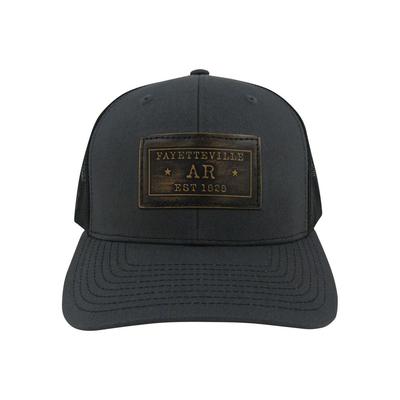 Fayetteville Zeppro Leather Rectangle Patch Adjustable Hat - Charcoal