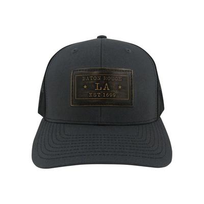 Baton Rouge Zeppro Leather Rectangle Patch Adjustable Hat - Charcoal