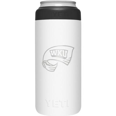 Western Kentucky Yeti White Primary Logo Slim Colster