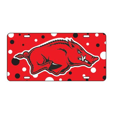 Arkansas Dotted License Plate Razorback Logo