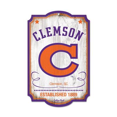 Clemson Tigers Vault Wooden Sign 11
