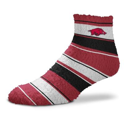 Arkansas Skip Stripe Fuzzy Sock