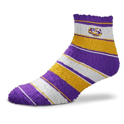 LSU Skip Stripe Fuzzy Sock