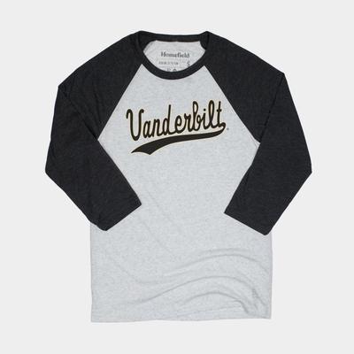 Vanderbilt Homefield Vintage Script Long Sleeve Baseball Tee