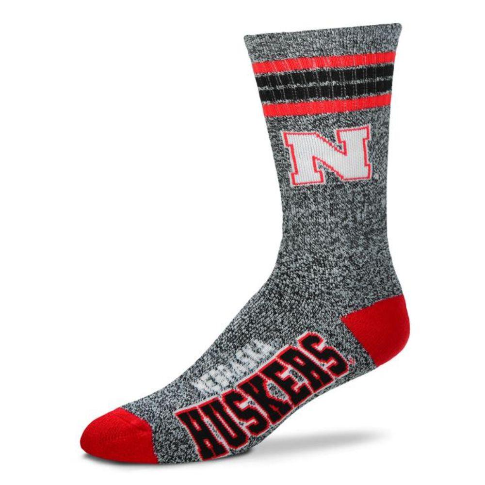  Nebraska 4- Stripe Marbled Deuce Sock