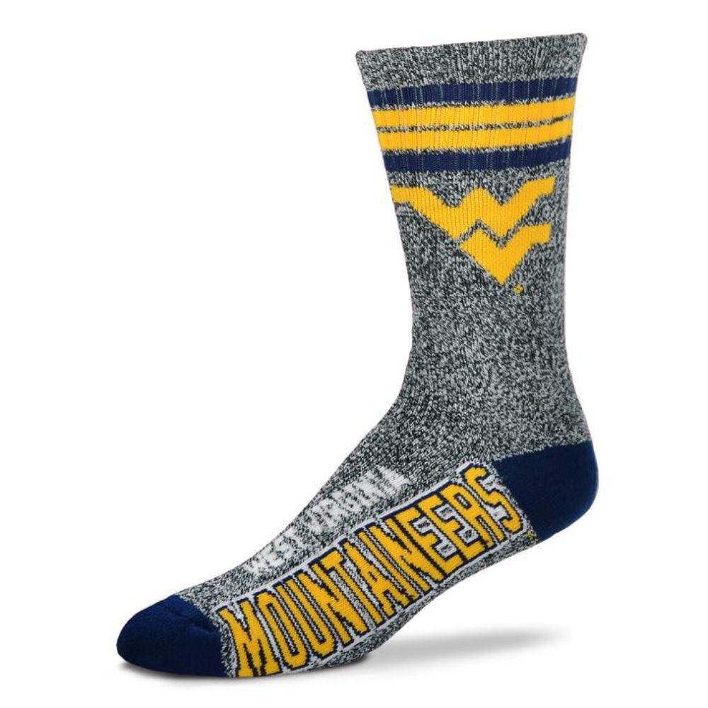  West Virginia 4- Stripe Marbled Deuce Sock