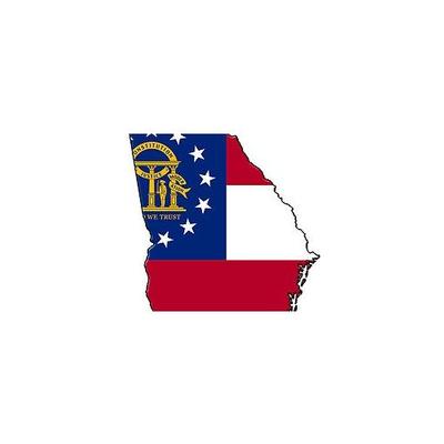 Georgia Decal State Outline With State Flag Fill 3