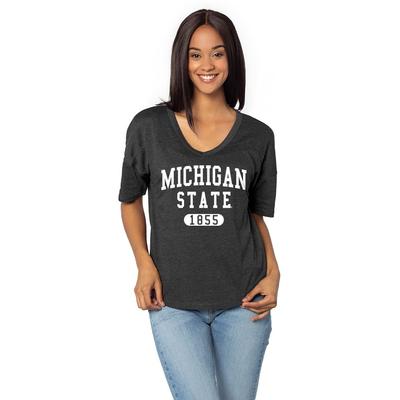Michigan State University Girl V Happy Jersey Tee