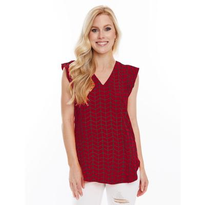 Stewart Simmons Red and Black Flutter Sleeve Tunic