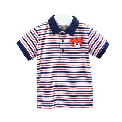 Ishtex Toddler Striped Tiger Logo Short Sleeve Polo