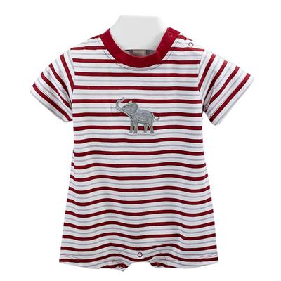 Ishtex Infant Striped Elephant Logo Romper