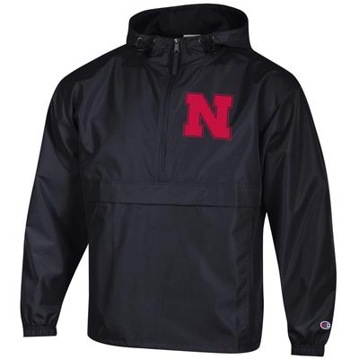 Nebraska Champion Unisex Pack And Go Pullover BLACK