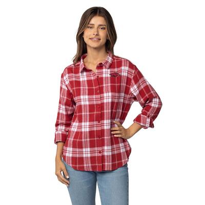 Arkansas University Girls Women's Boyfriend Plaid Shirt