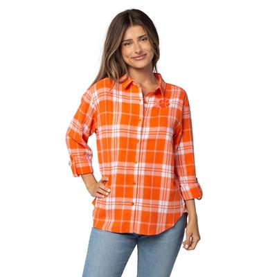 Clemson University Girls Women's Boyfriend Plaid Shirt