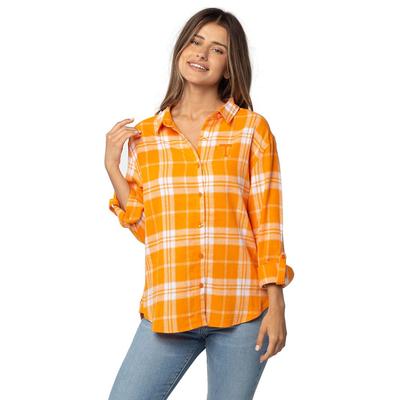 Tennessee University Girls Women's Boyfriend Plaid Shirt