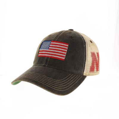 Nebraska Legacy US Flag Adjustable Hat
