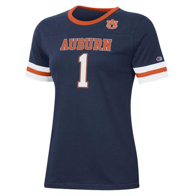 Auburn Champion Women's Superfan Sueded Stripe Tee