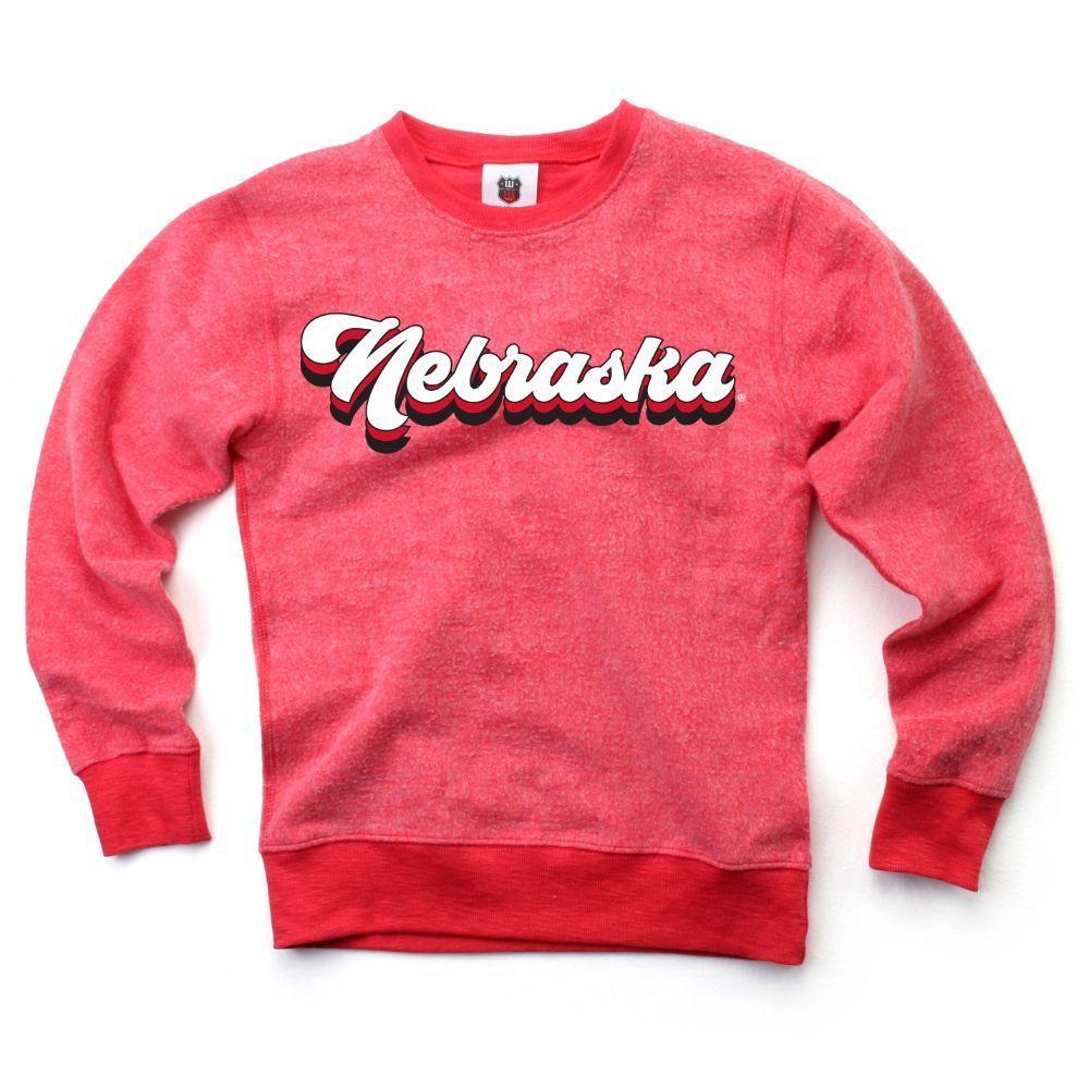  Nebraska Youth Reverse Fleece Long Sleeve Pullover